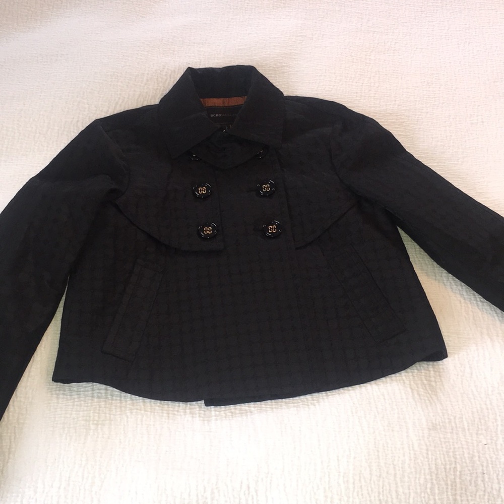 BCBG Maxazaria Black Cropped Sailor Coat